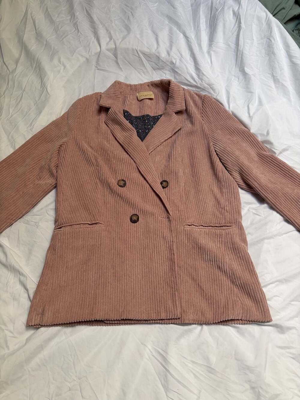 Judith March Dusty Rose Double-Breasted Corduroy Blazer